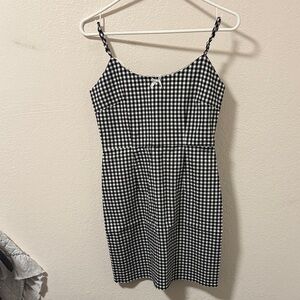 Elegant Black and White Checkered Mini Dress